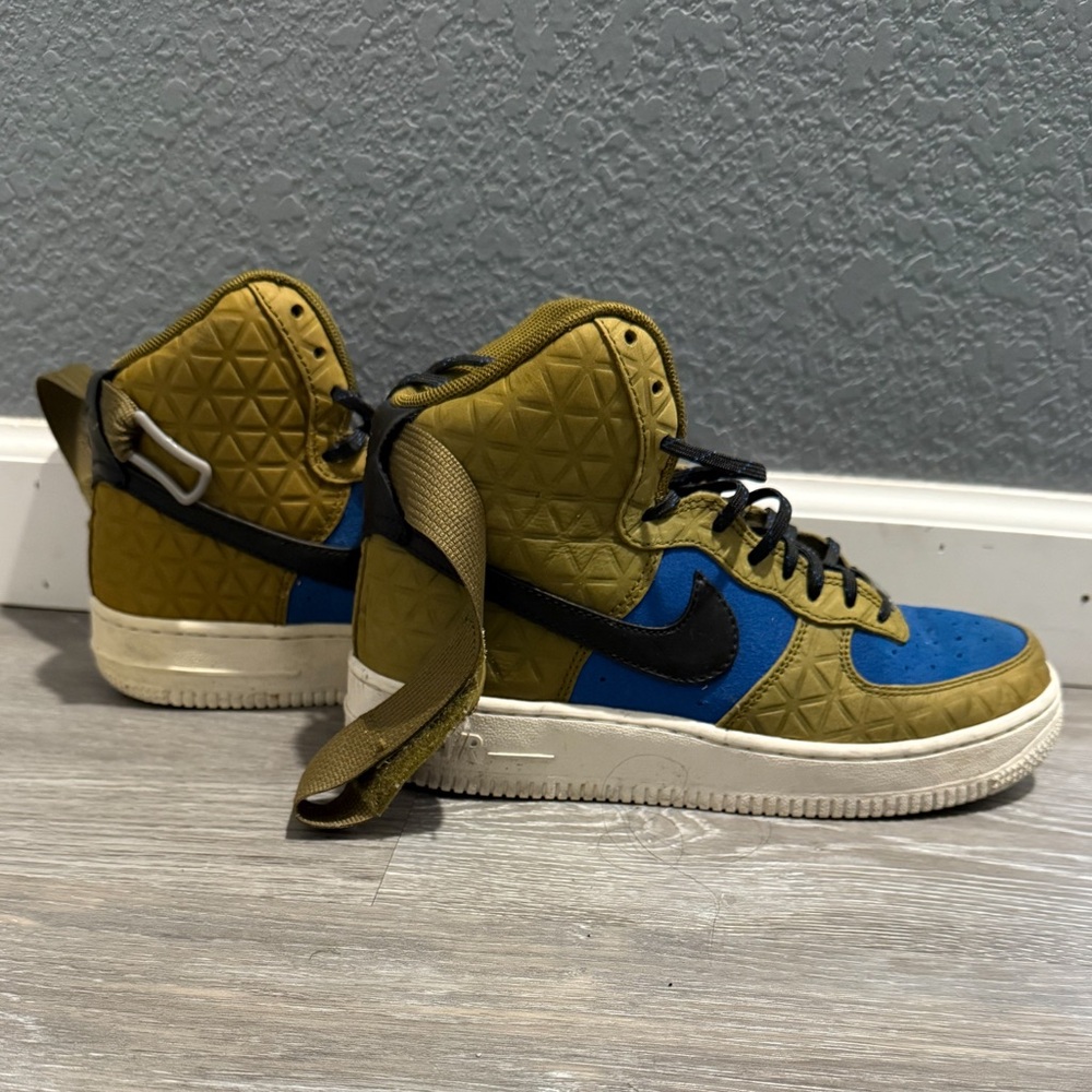Nike Olive and Blue Air Force 1s